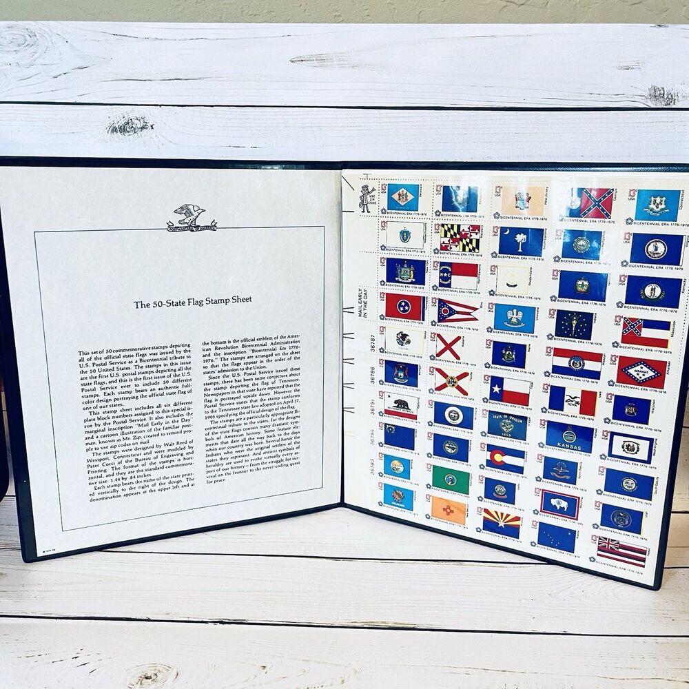 State Flags Sheet of 50 American Bicentennial Issue US Postal Service 1975 MNH